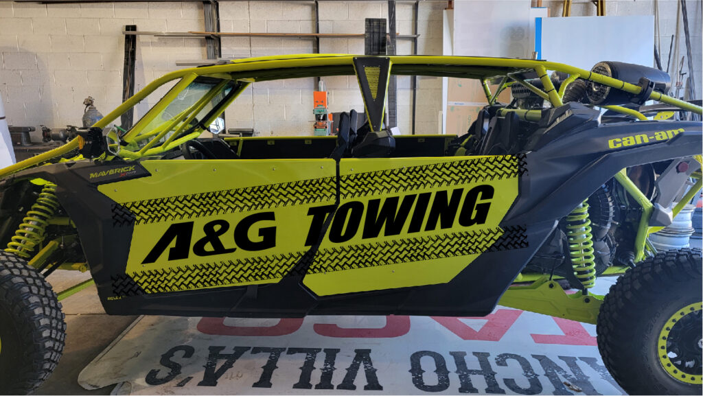 Neon yellow UTV custom wrap