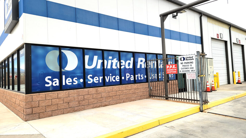 United Rentals window signage