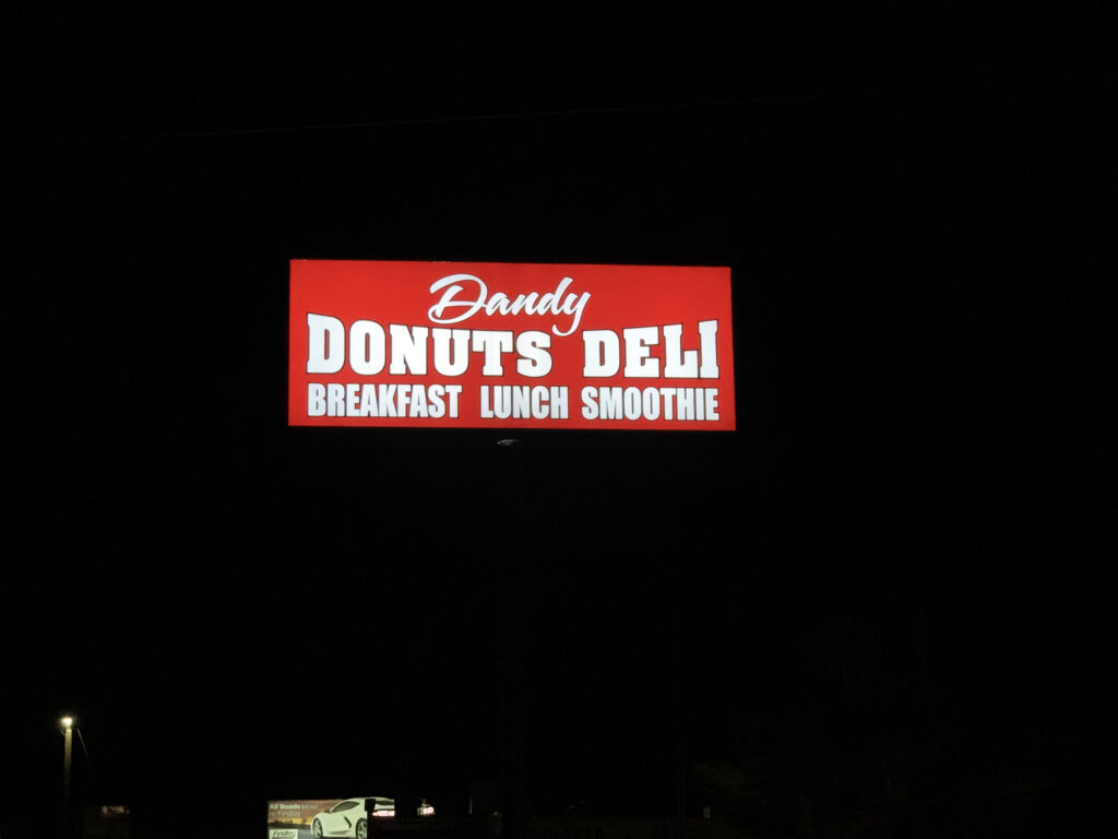 Dandy Donuts Deli neon sign
