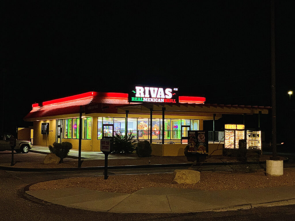 Rivas Real Mexican Grill neon sign