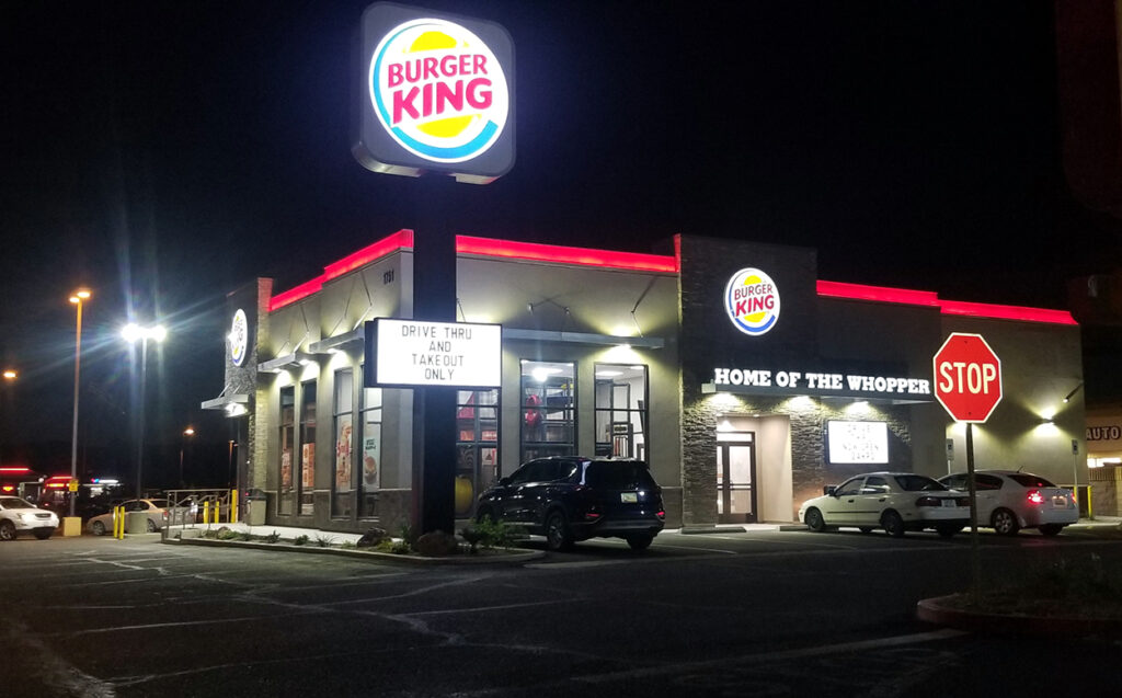 Burger King illuminated pole sign